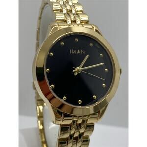 Iman Quartz Men's Watch Works New Battery Gold Ton